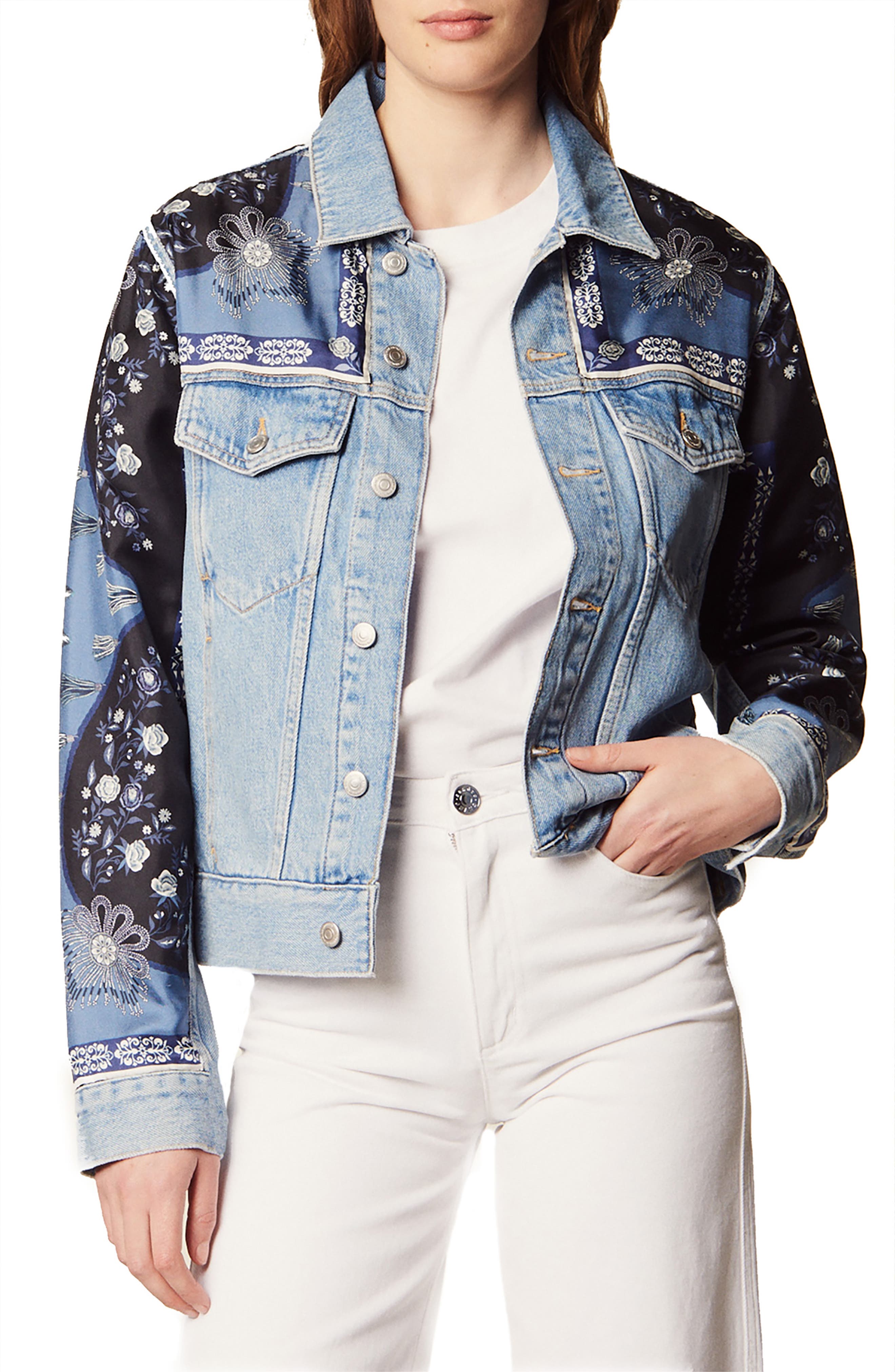 sandro washed denim with seaming