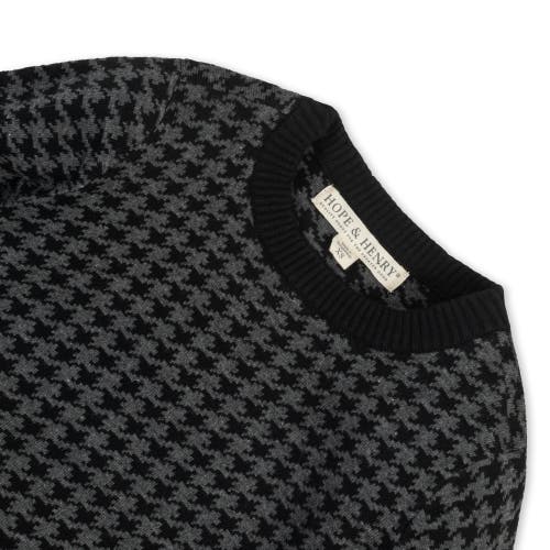 Shop Hope & Henry Boys' Organic Intarsia Crew Neck Sweater, Kids In Black And Charcoal Houndstooth