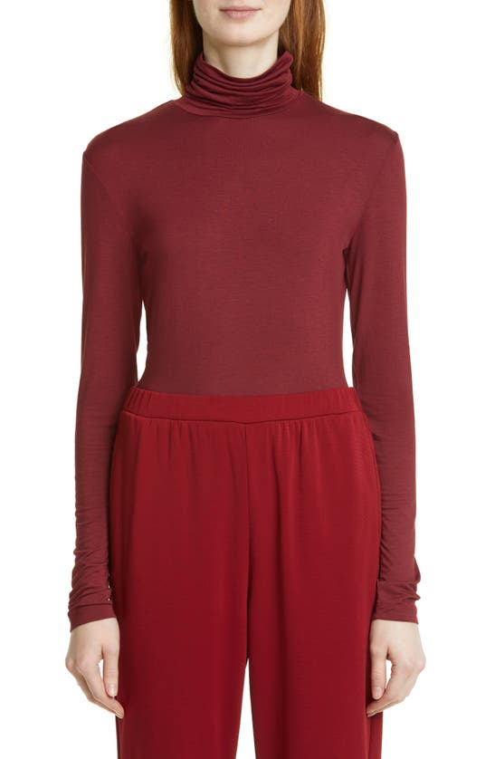 Max Mara Jersey Turtleneck Top In Ruby