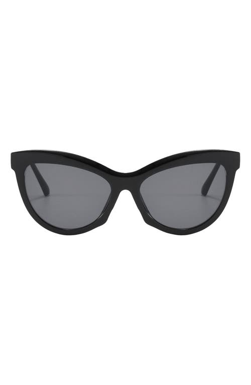Fifth & Ninth Pippa 73mm Oversize Polarized Cat Eye Sunglasses In Black
