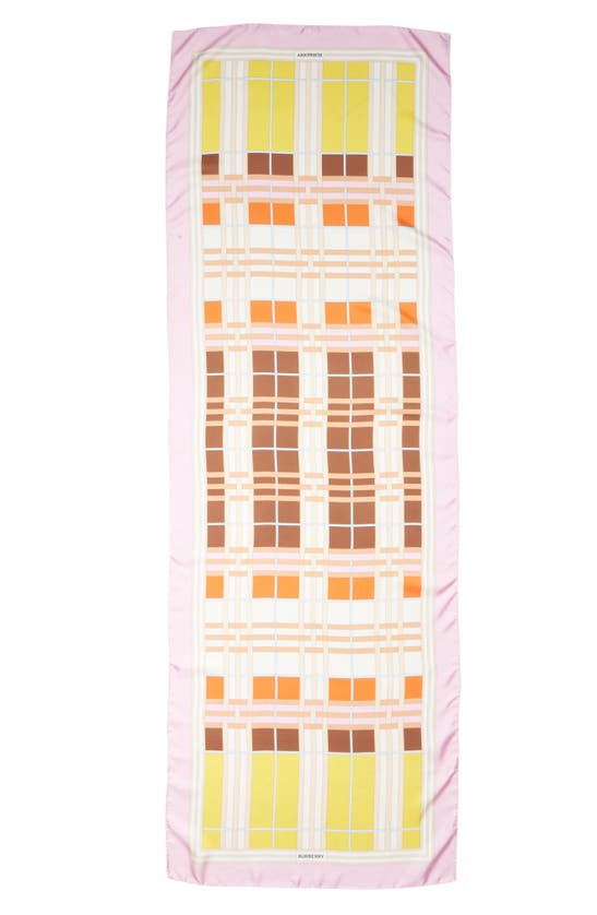 Burberry Abstract Check Print Silk Scarf In Candy Pink