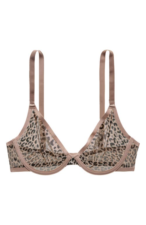 Cuup The Plunge Underwire Sheer Mesh Bra In Leopard
