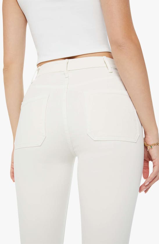 Shop Mother The Hustler Flood Ankle Wide Leg Jeans In Cream Puffs