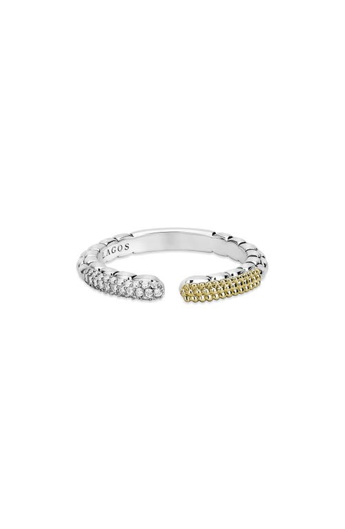 Shop Lagos Caviar Lux Open Stacking Ring In Two Tone/diamond