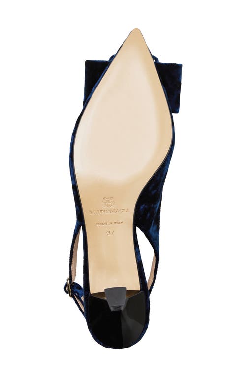 Bruno Magli Morena Slingback Pointed Toe Pump In Navy Crushed Velvet