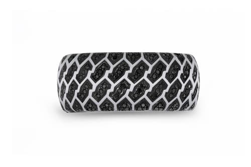 LUVMYJEWELRY LUVMYJEWELRY FAST TRACK TIRE TREAD STERLING SILVER & BLACK DIAMOND RING