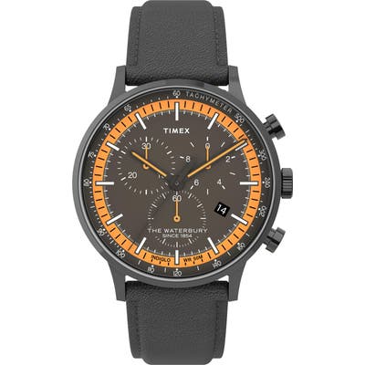 Timex Waterbury Chronograph Leather Strap Watch, 40mm