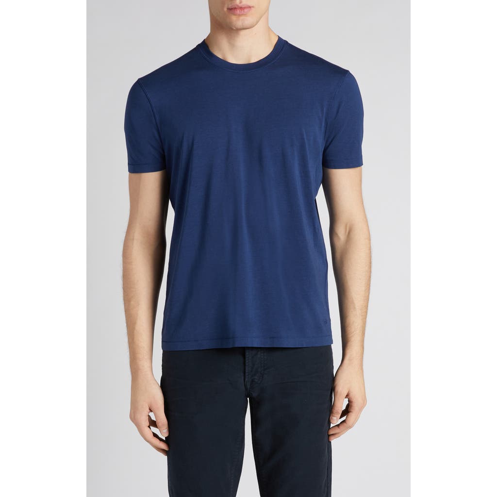 Tom Ford T-shirt With Round Neck And Short Sleeves In Blue
