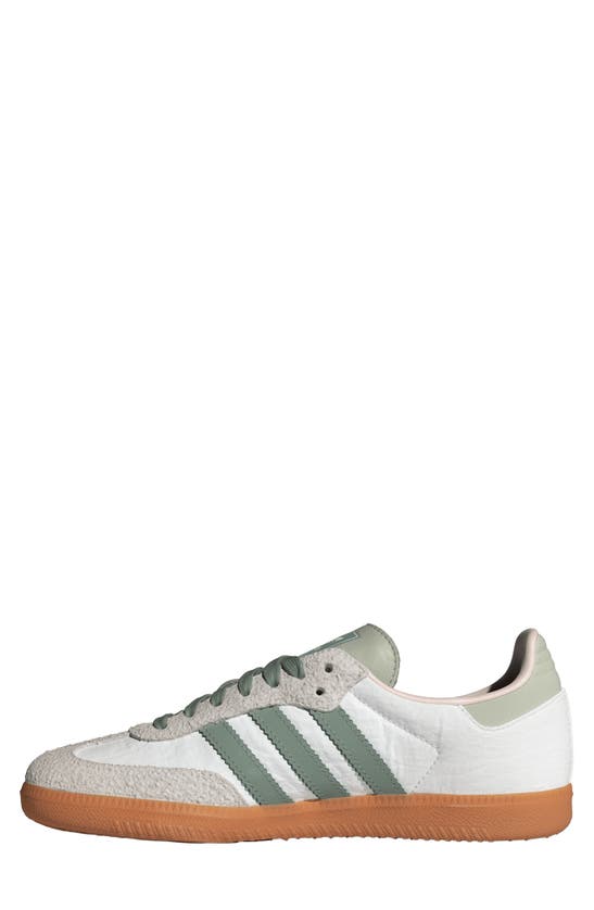 Shop Adidas Originals Samba Sneaker In White/ Silver Green/ Putty