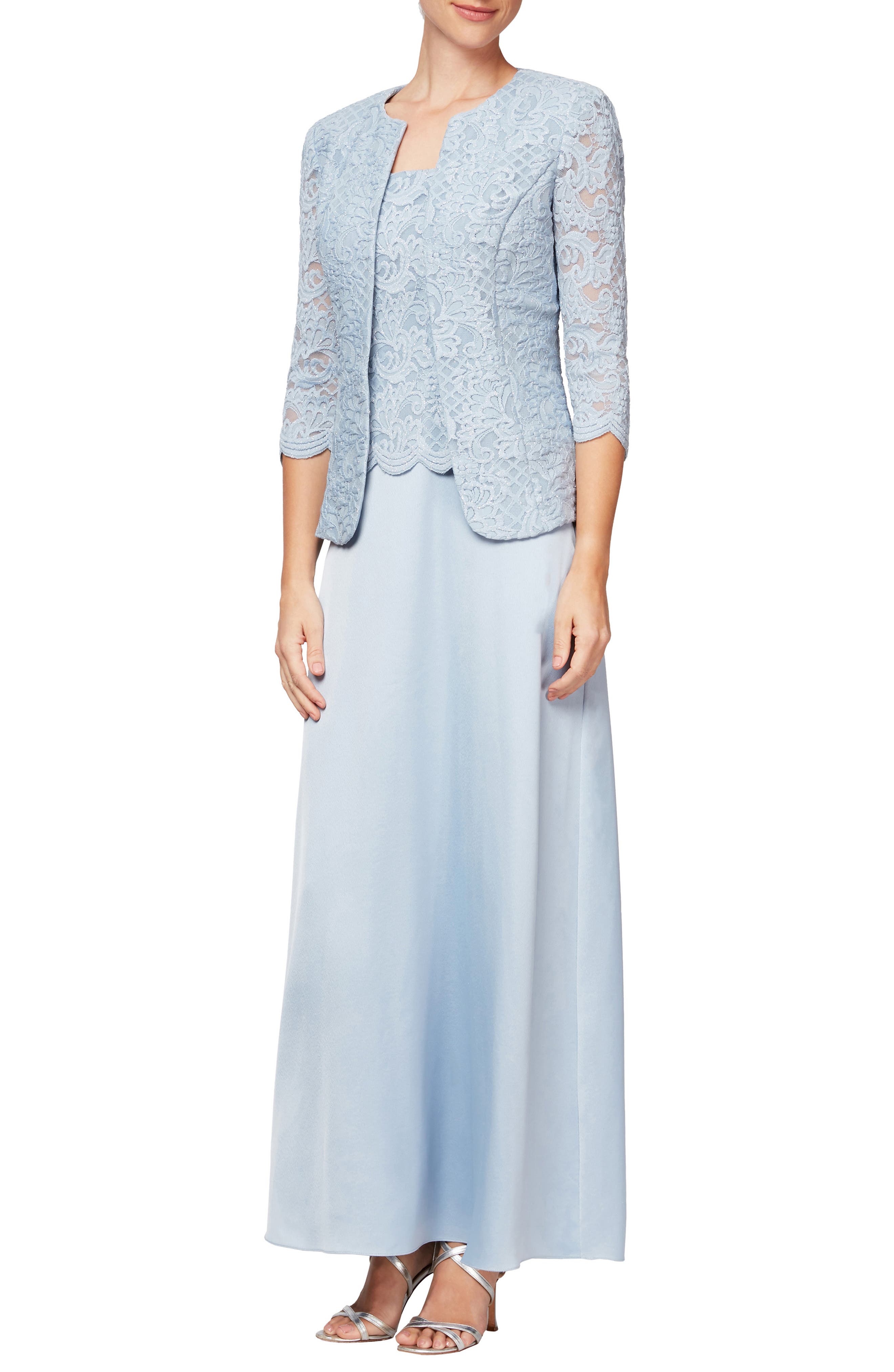 alex evenings embroidered jacket dress