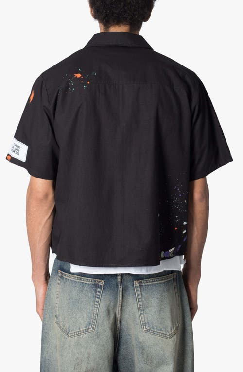 Shop Mnml Painter Short Sleeve Button-up Shirt In Black