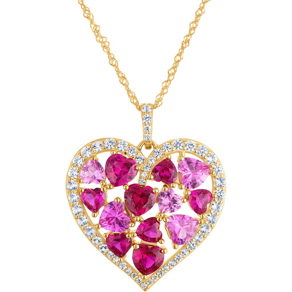 Fzn Lab Created Amethyst & Ruby Cz Heart Pendant Necklace In Pink