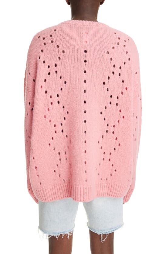 Shop Givenchy Oversize Pointelle Stitch Crewneck Sweater In Flamingo