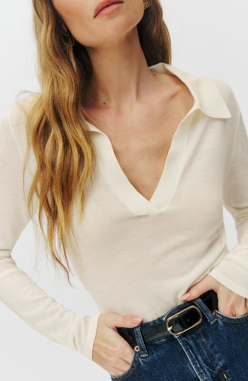 Shop Reformation Lucas Relaxed Merino Wool Sweater In Cream