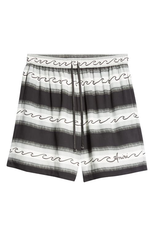 Amiri Wave Baja Striped Shorts In Black