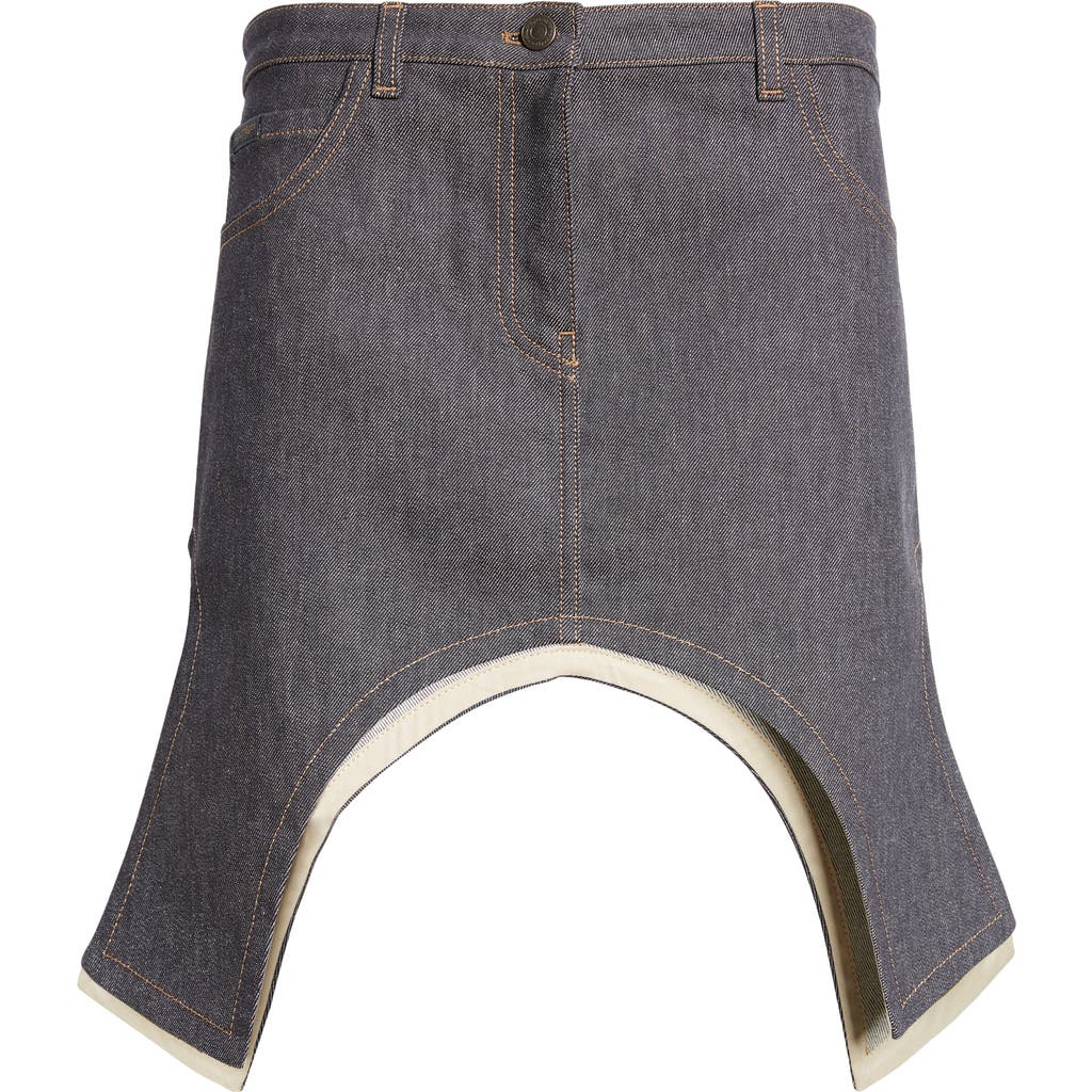 Courrèges Reversed Denim Mini Skirt Hem Asymmetric In Dark Heather Grey