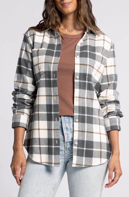 Thread & Supply Lilou Plaid Cotton Flannel Button-up Shirt In Black Olive Plaid