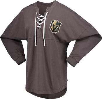 Women's Fanatics Branded Black Carolina Panthers Spirit Jersey Lace-Up  V-Neck Long Sleeve T-Shirt