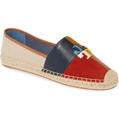 Tory Burch Logo Patchwork Espadrille- Blue