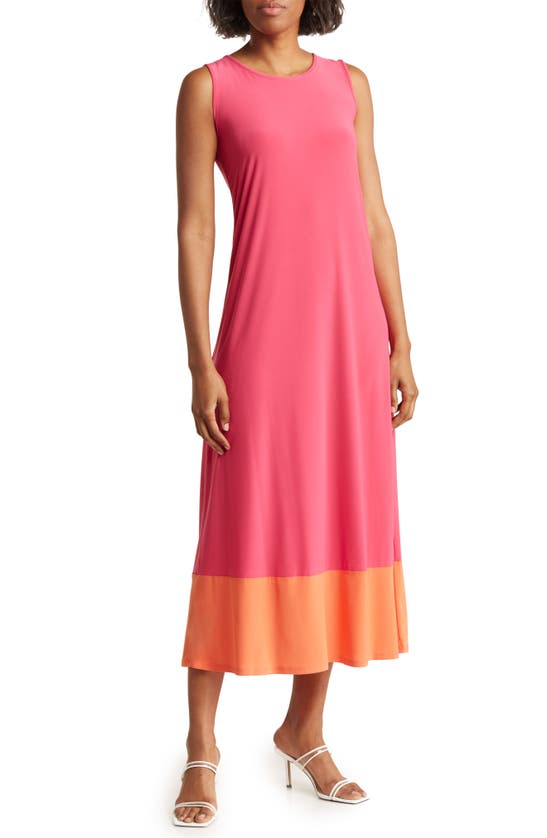 Tash And Sophie Combo Hem Maxi Dress In Pink/ Orange