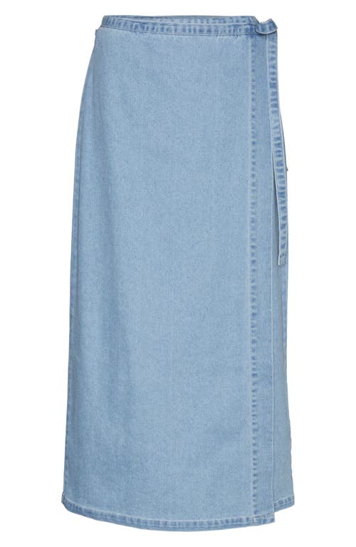 Shop Vero Moda Zinnia Denim Wrap Midi Skirt In Light Blue Denim