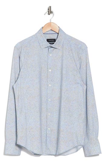 Bugatchi James Long Sleeve Stretch Woven Shirt In Night Blue