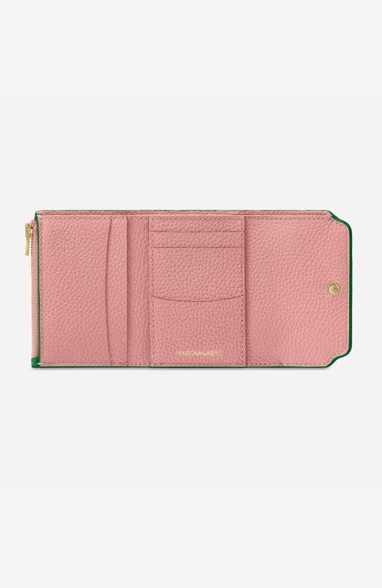 Maison De Sabre Maison De Sabré Leather Trifold Wallet In Emerald Lily