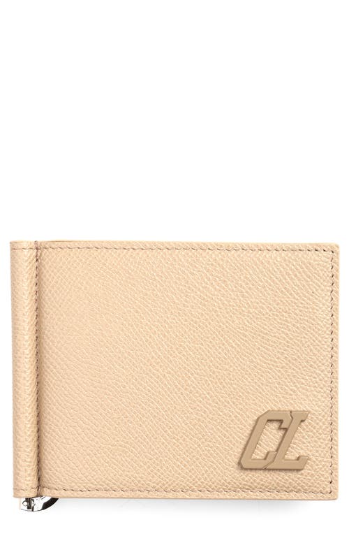 Christian Louboutin Groovy Calfskin Bifold Wallet With Money Clip In Saharienne/saharienne