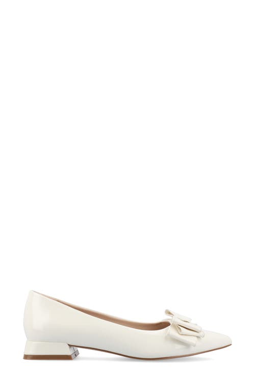 Journee Collection Ophelia Bow Pointed Toe Flat In Patent/white