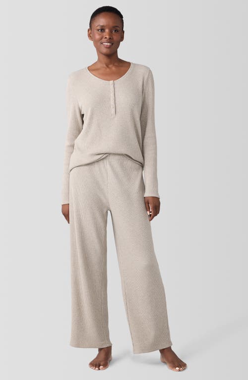 Eileen Fisher Sleep Organic Cotton Waffle Knit Straight Ankle Pants In Wheat