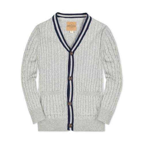 Shop Hope & Henry Baby Boys' Organic Cable Cardigan, Infant In Gray Heather Cable With Navy