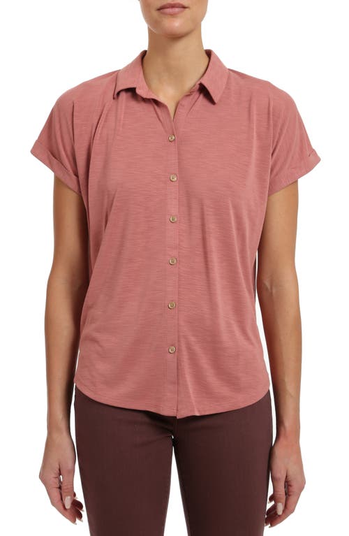 Short Sleeve Button-Up Shirt in Canyon Rose