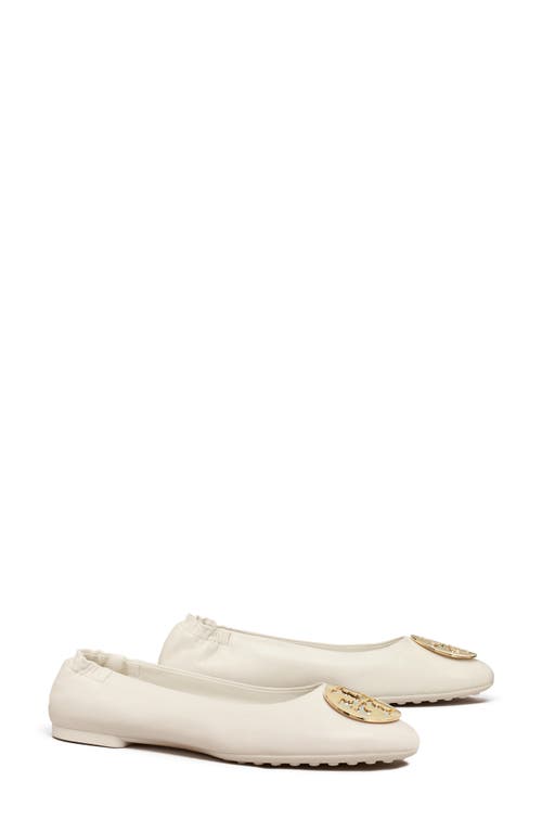 Shop Tory Burch Claire Ballet Flat In New Ivory/silver/gold