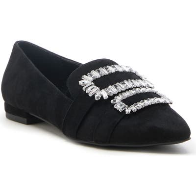 Sole Society Kelynn Crystal Buckle Flat- Black