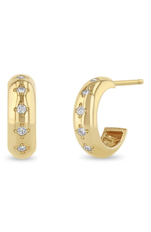 Zoë Chicco Small Diamond Huggie Hoop Earrings in 14K Yellow Gold at Nordstrom