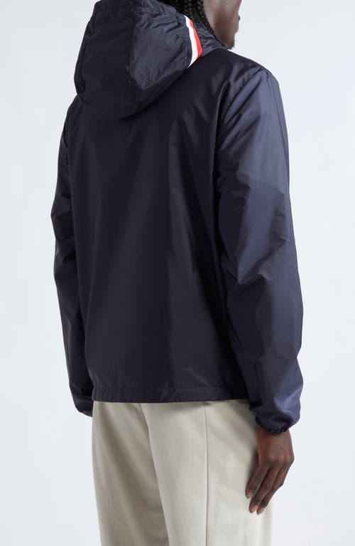 Moncler Grimpeurs Hooded Water Repellent Nylon Jacket In Navy