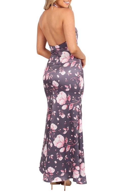 Petal And Pup Petal & Pup Mila Floral Print Halter Dress In Gray