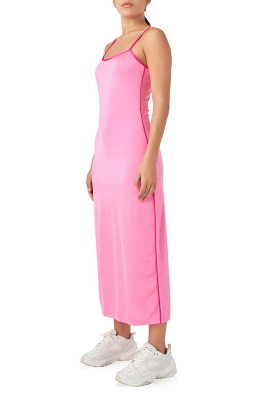 Endless Rose Contrast Binding Tank Dress In Pink/fuchsia