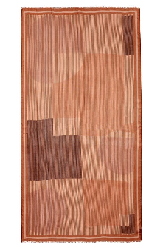 Shop Nordstrom Print Modal & Silk Scarf In Brown Shaped Stripes