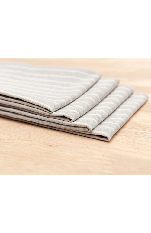 Meema Striped Cotton Napkin Set Of 4 In Grey