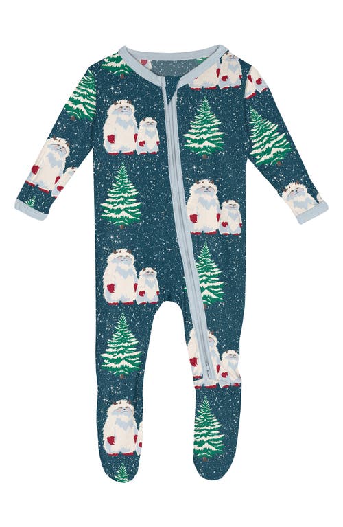 KicKee Pants Yeti Print Fitted One-Piece Pajamas in Peacock Yeti 