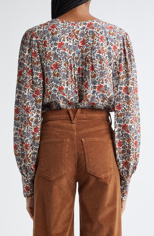 Veronica Beard Sura Floral Shirt In Ivory Multi