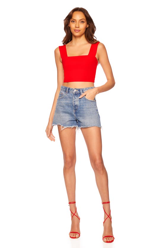 Susana Monaco Square Neck Cropped Tank Top In Perfect Red
