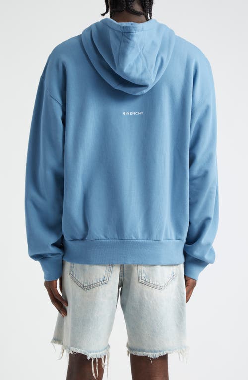 Shop Givenchy 4g Embroidered Cotton French Terry Hoodie In Blue/white