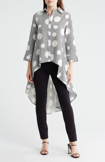Patrizia Luca Oversize Long Sleeve High-low Button-up Shirt In Gray