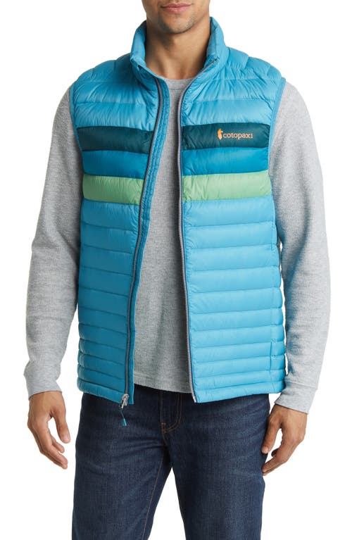 Cotopaxi Fuego Water Resistant 800 Fill Power Down Vest in Poolside Stripes