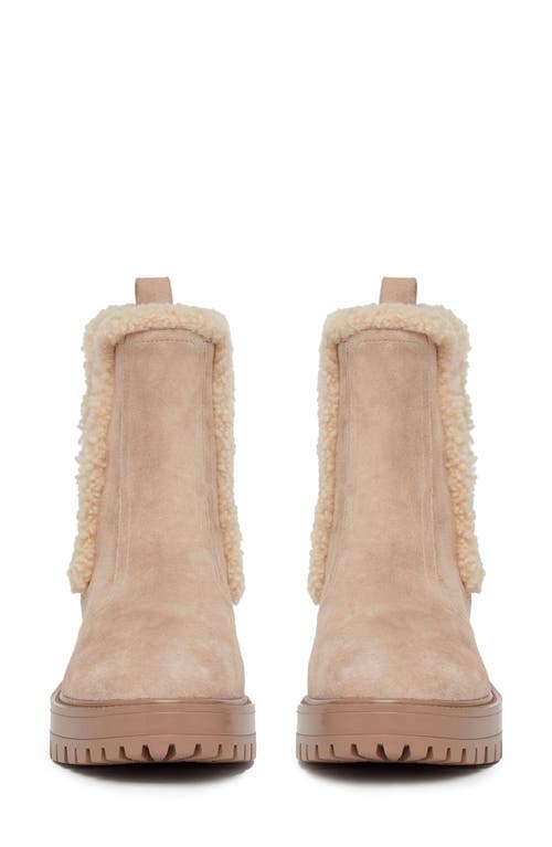 Shop Paige Bowie Genuine Shearling Trim Chelsea Boot In Light Tan