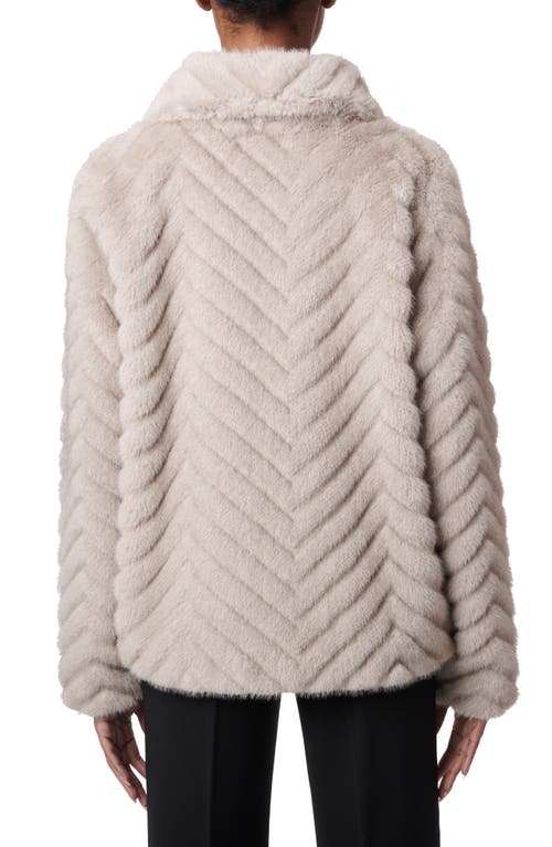 Shop Bernardo Chevron Quilted Faux Fur Jacket In Grey