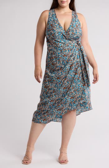 Joie Mercedes Wrap Dress In Fjord Blue Multi