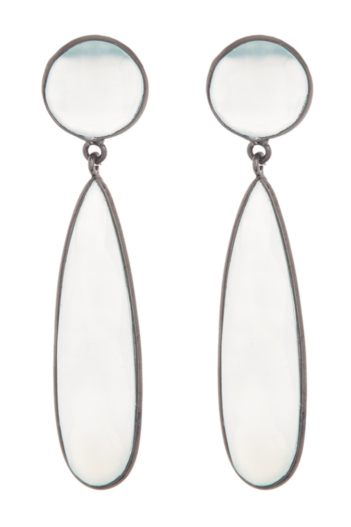 Adornia Black Rhodium Plated Sterling Silver Aqua Chalcedony Two Drop Pear Dangle Earrings In Blue At Nordst